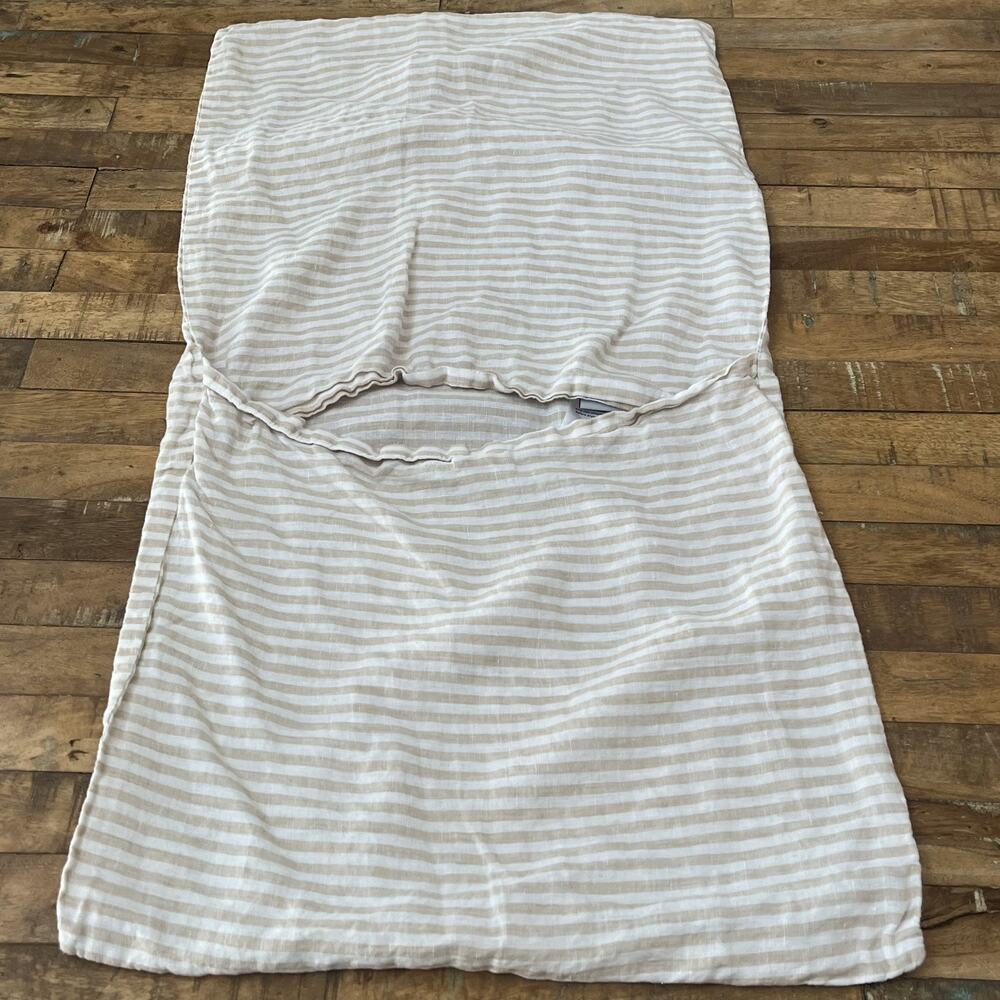 Quince King Pillow Shams Set of 2 100% Linen Striped beige & Ivory - Picture 5 of 9